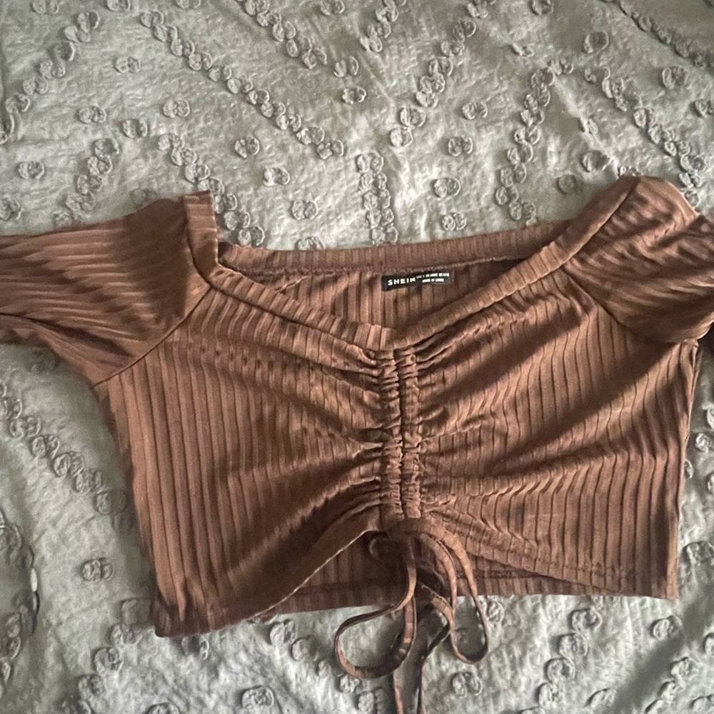 Brown Long sleeve crop top